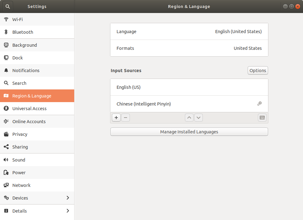 Region & Language on Ubuntu 18.04