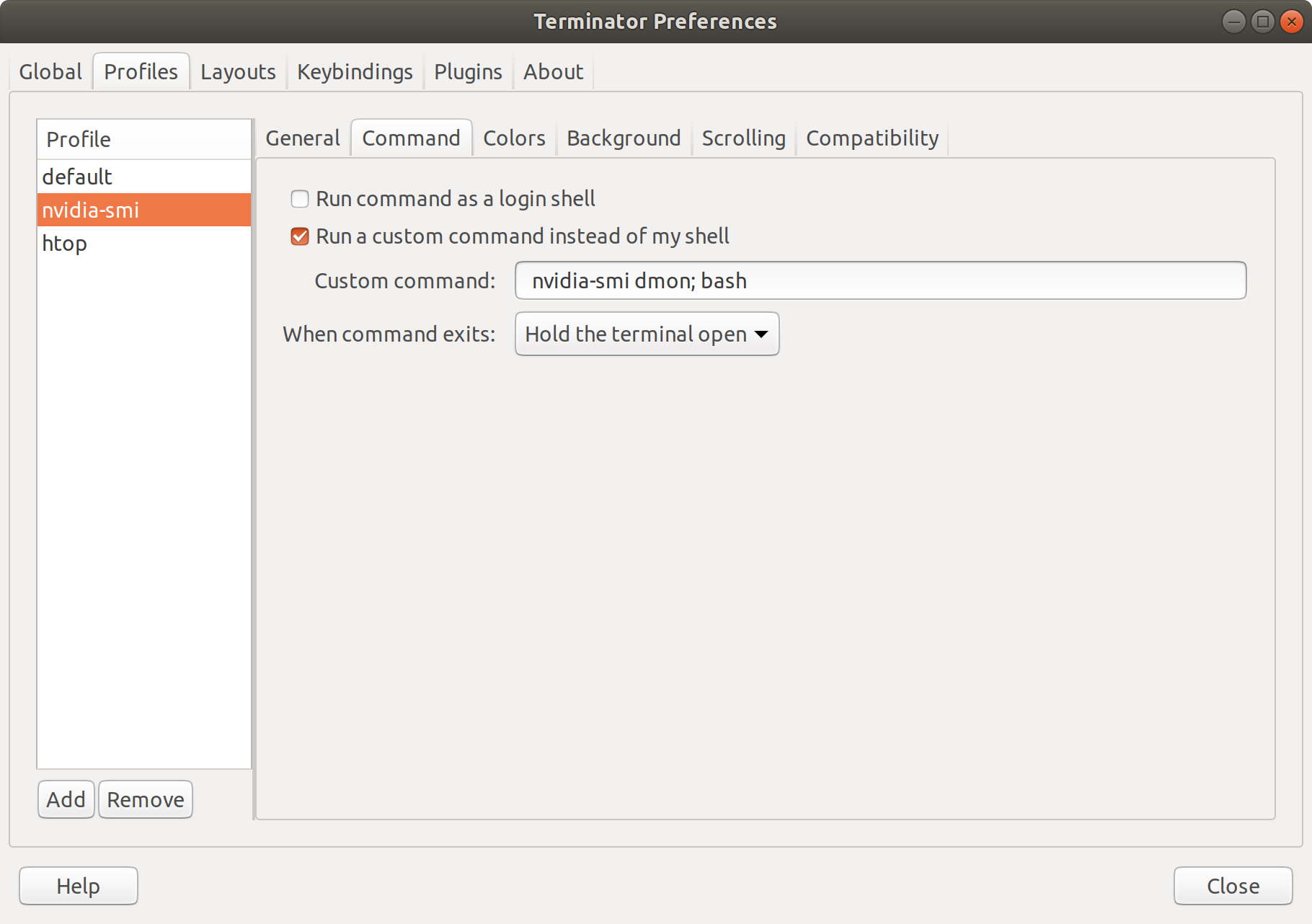 nvidia-smi dmon Terminal Profiles