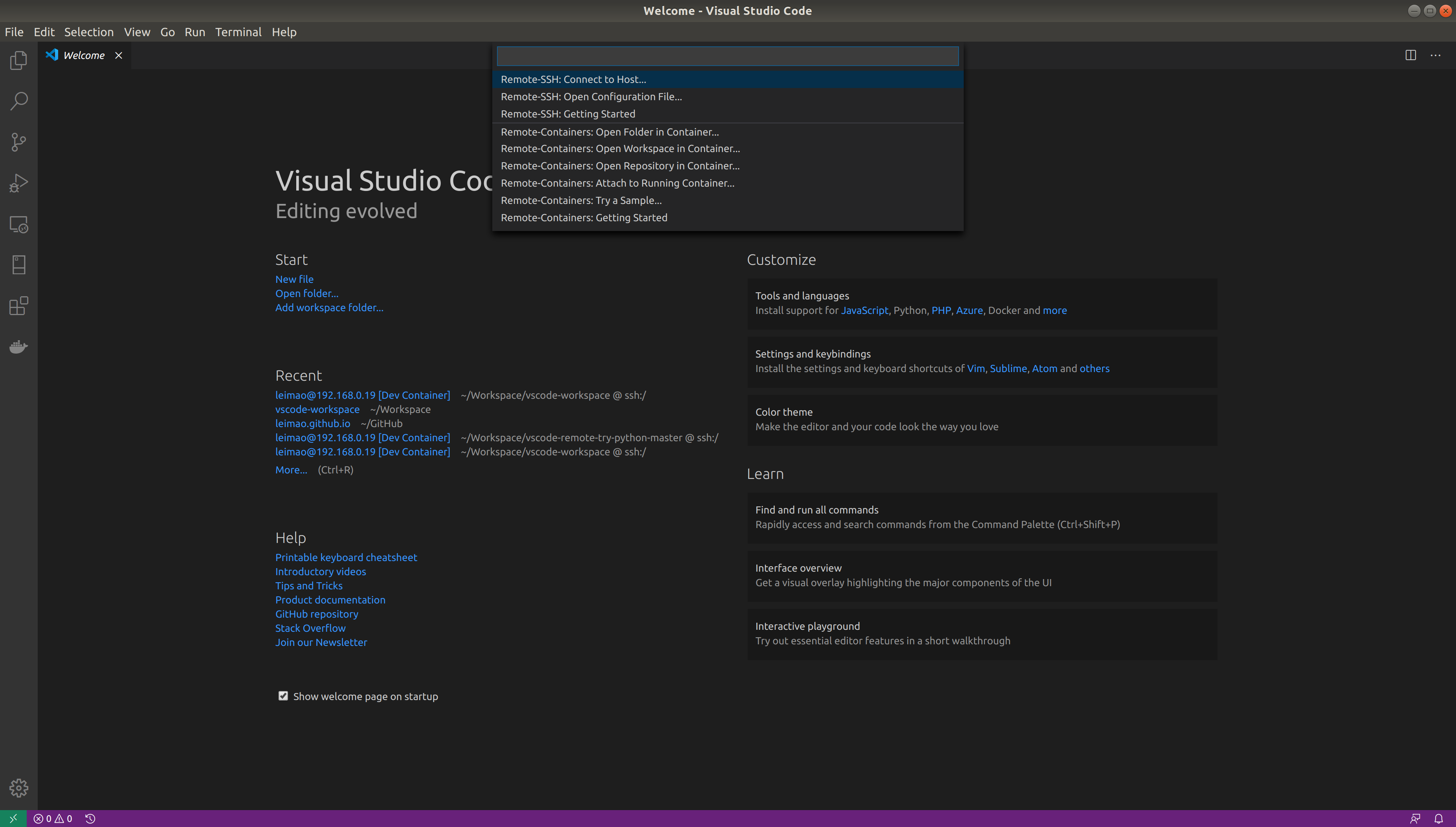 Lei Mao S Log Book Vs Code Development Using Docker Containers On Remote Host