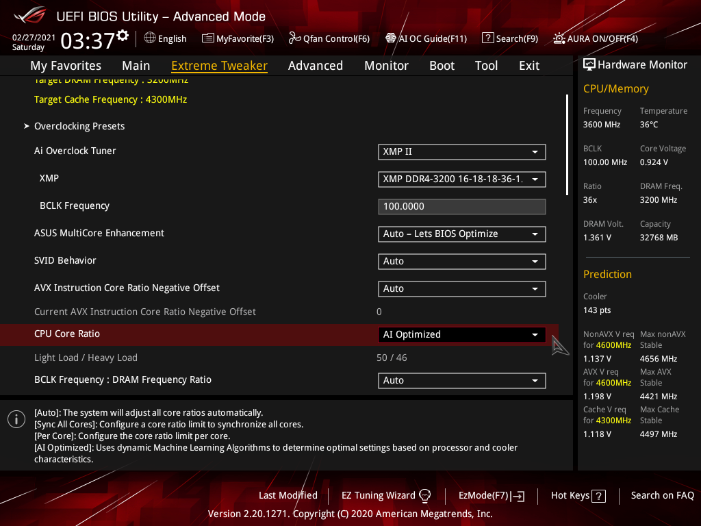 ROG BIOS AI Overclocking