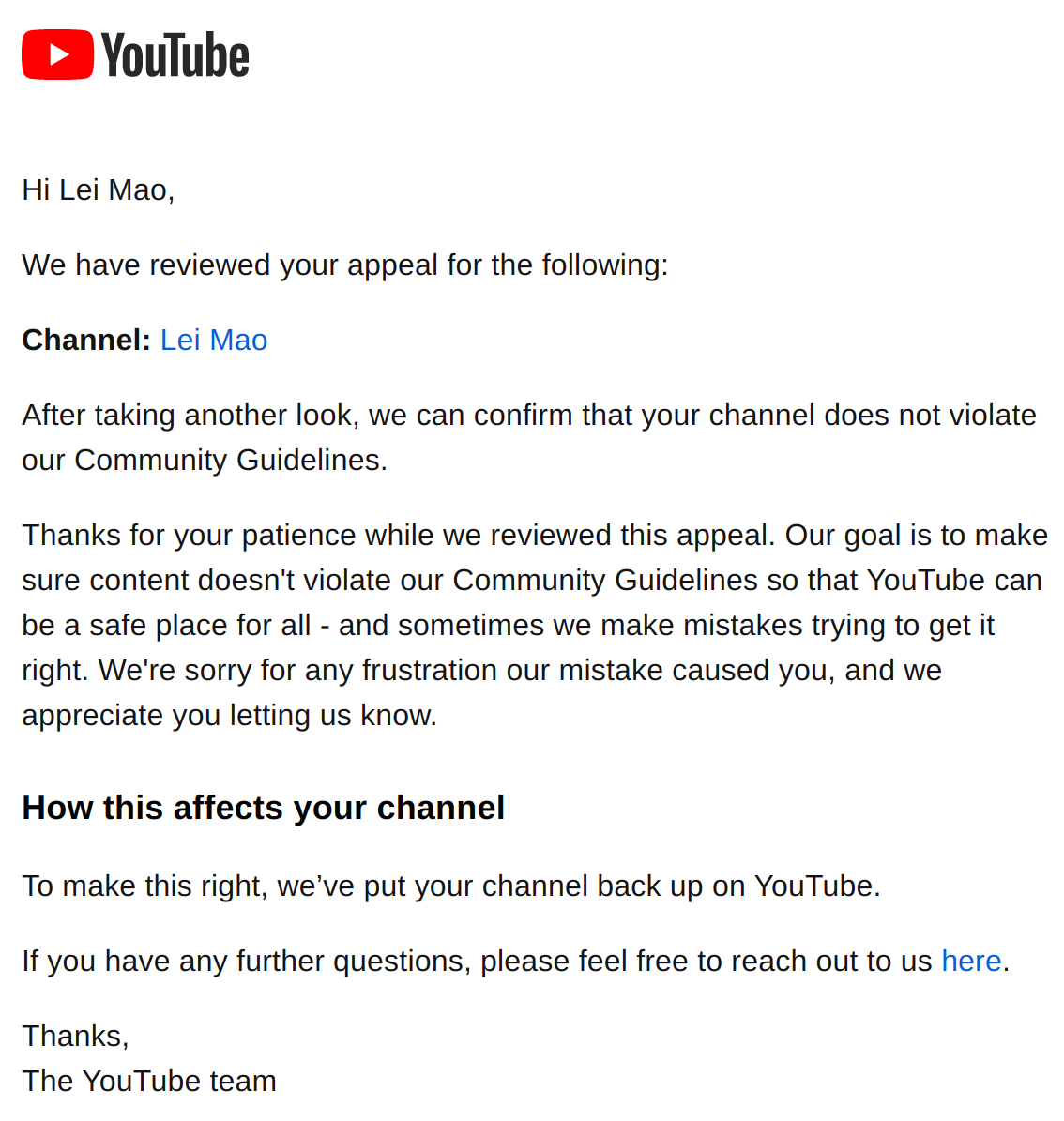 My  Channel Got Removed and How I Got It Back - Lei Mao's Log Book