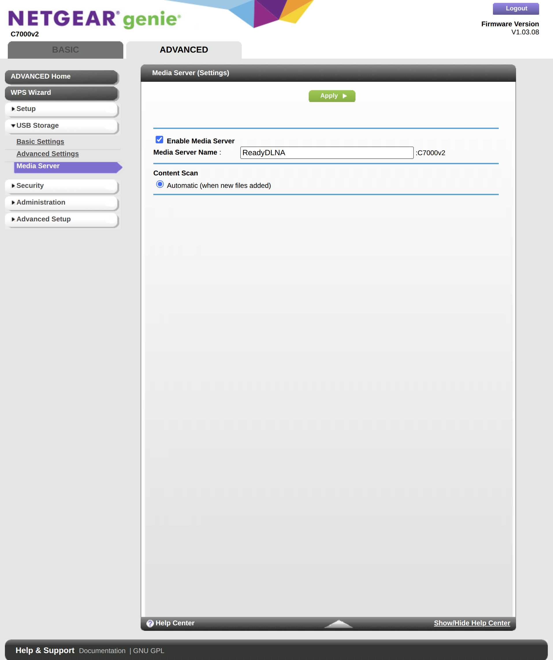 Netgear Router Media Server