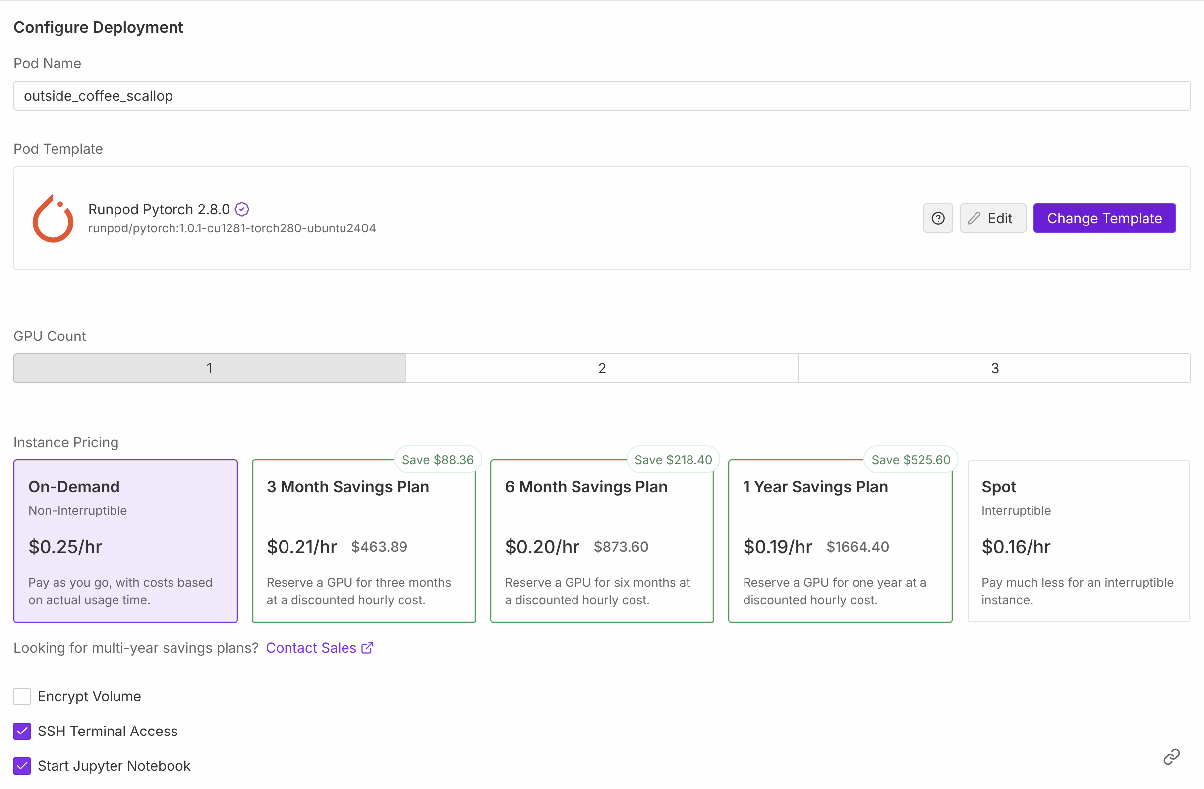 Runpod Official Template Deployment Configuration