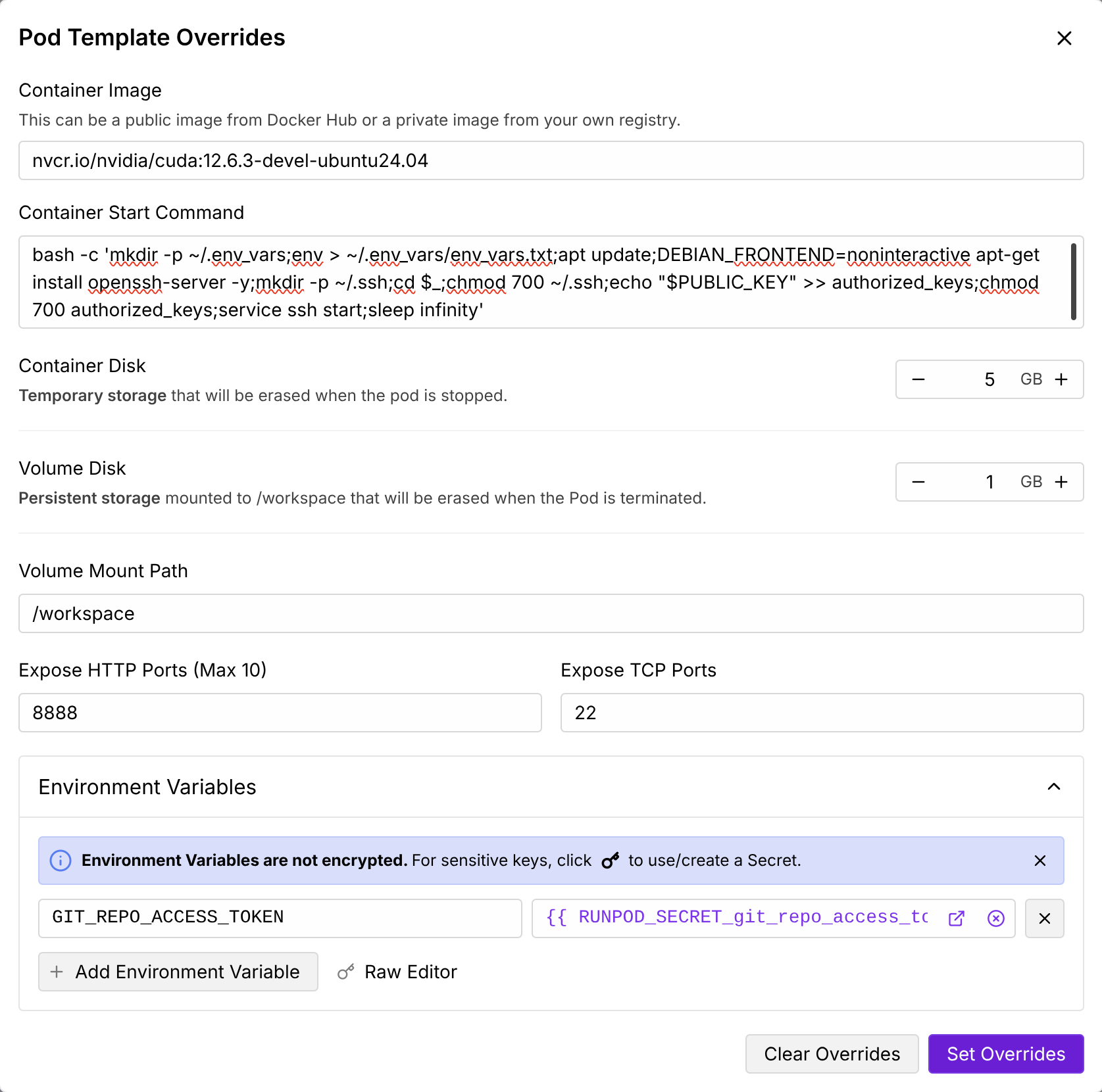 Custom Template Deployment Configuration With Secrets Custom Template Deployment Configuration With Secrets