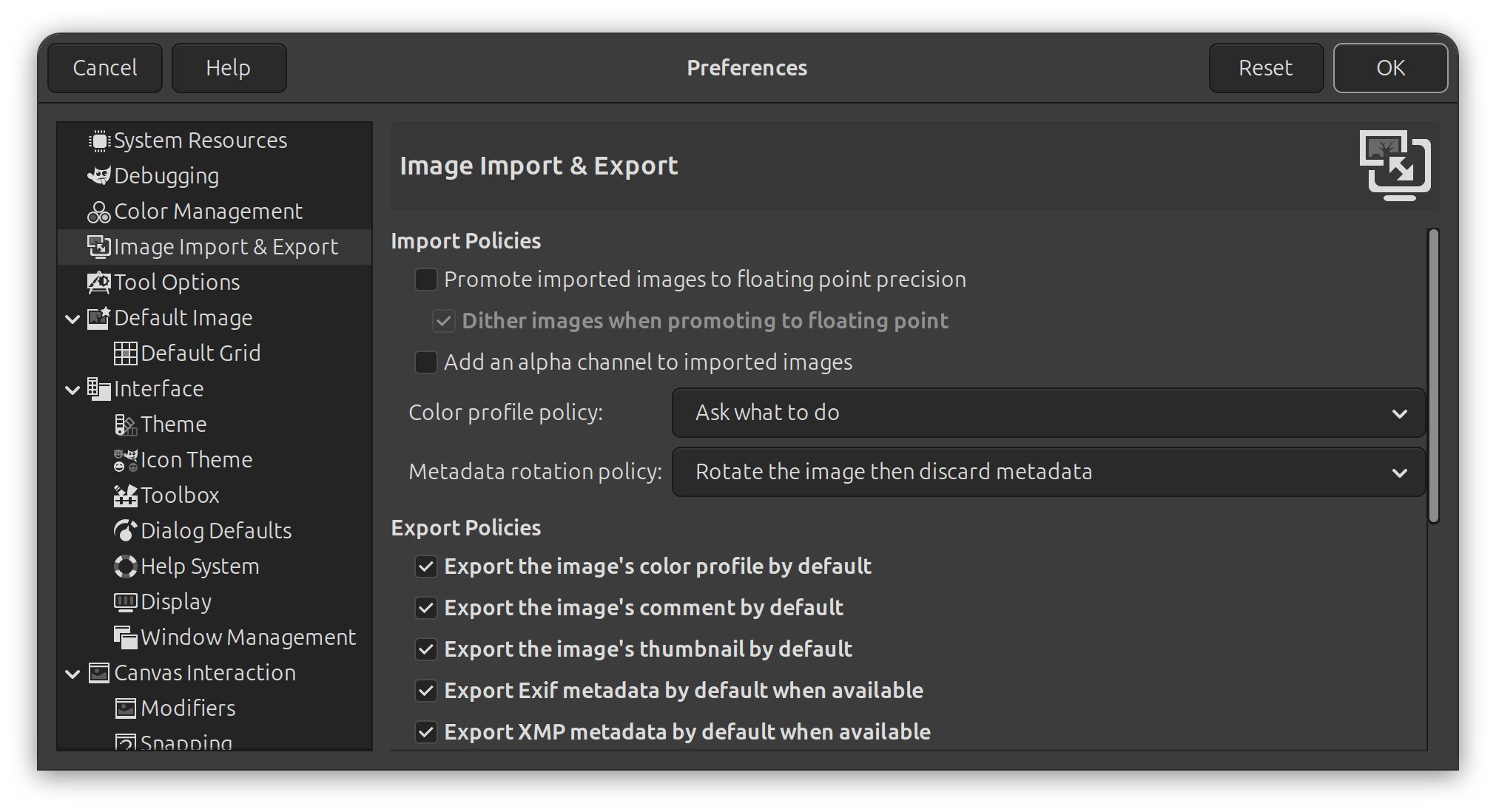 GIMP Preferences